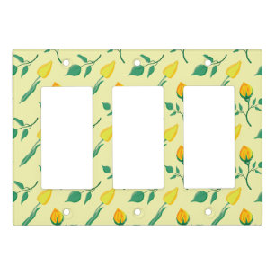 Floral pattern with yellow rose and tulip flowers light switch cover