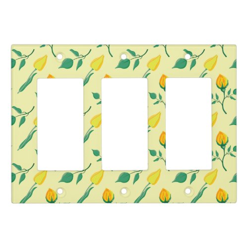 Floral pattern with yellow rose and tulip flowers light switch cover
