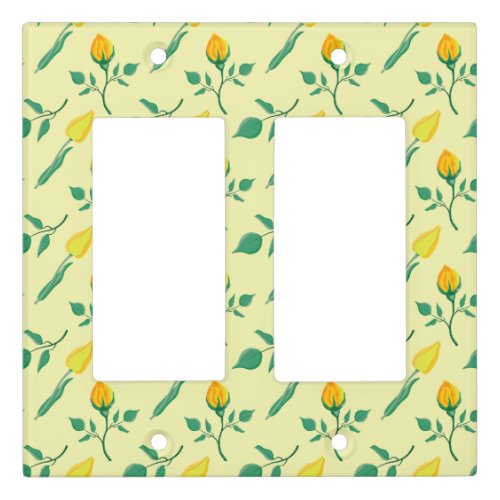 Floral pattern with yellow rose and tulip flowers light switch cover