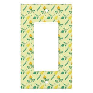 Floral pattern with yellow rose and tulip flowers light switch cover