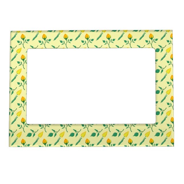 Floral pattern with yellow rose and tulip flowers magnetic frame (Front)