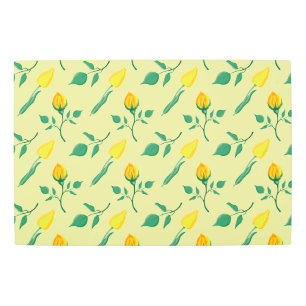 Floral pattern with yellow rose and tulip flowers metal print