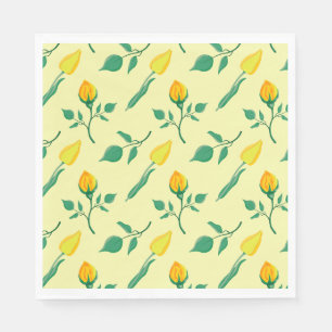 Floral pattern with yellow rose and tulip flowers napkins