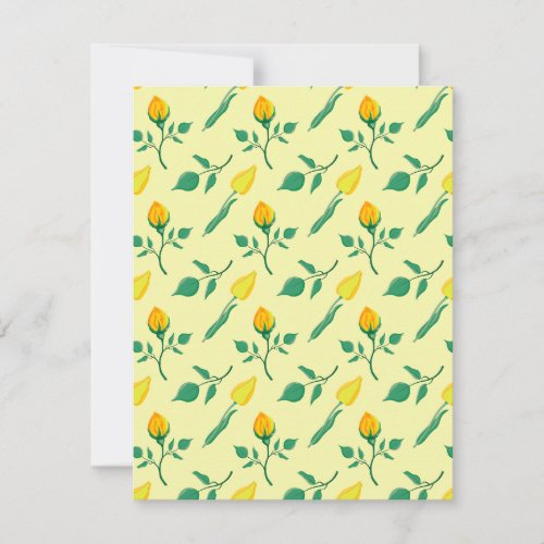 Floral pattern with yellow rose and tulip flowers note card