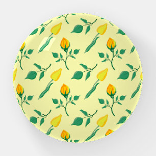 Floral pattern with yellow rose and tulip flowers paperweight