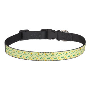 Floral pattern with yellow rose and tulip flowers pet collar