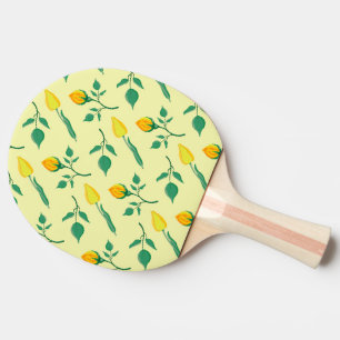 Floral pattern with yellow rose and tulip flowers ping pong paddle