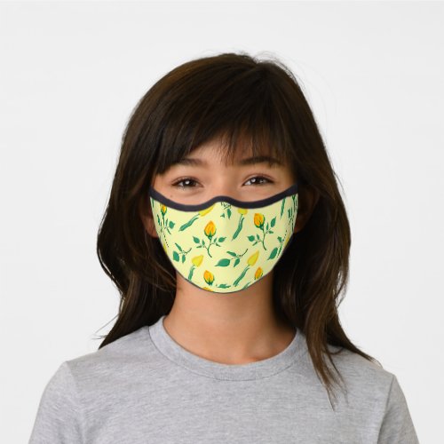 Floral pattern with yellow rose and tulip flowers premium face mask