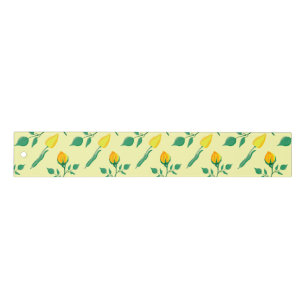 Floral pattern with yellow rose and tulip flowers ruler