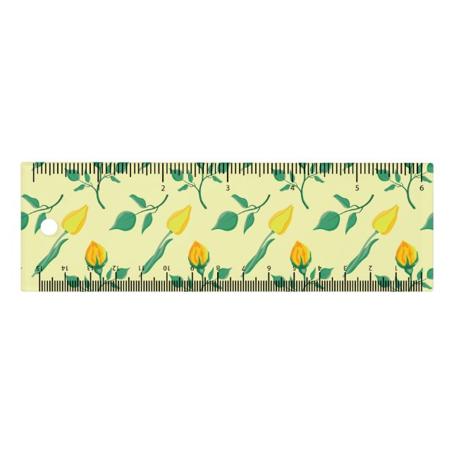 Floral pattern with yellow rose and tulip flowers ruler (Front)