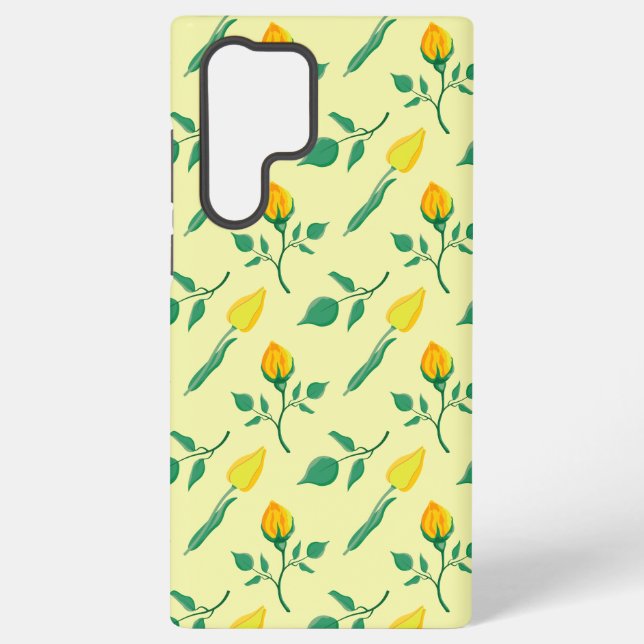 Floral pattern with yellow rose and tulip flowers samsung galaxy case (Back)