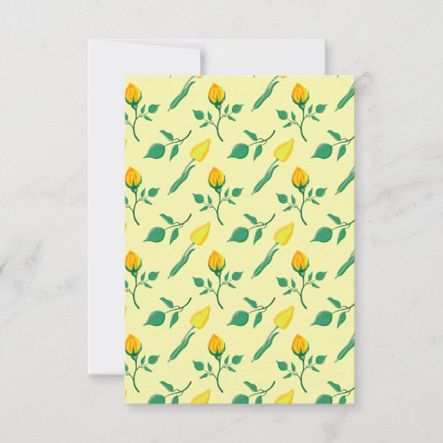 Floral pattern with yellow rose and tulip flowers save the date (Front)