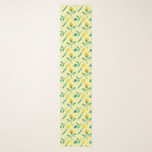 Floral pattern with yellow rose and tulip flowers scarf