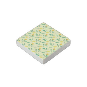 Floral pattern with yellow rose and tulip flowers stone magnet