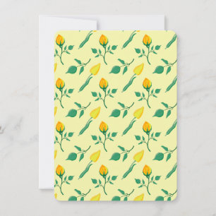 Floral pattern with yellow rose and tulip flowers thank you card