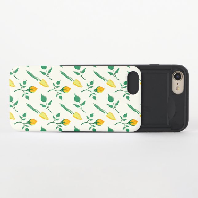 Floral pattern with yellow rose and tulip flowers uncommon iPhone case (Open)