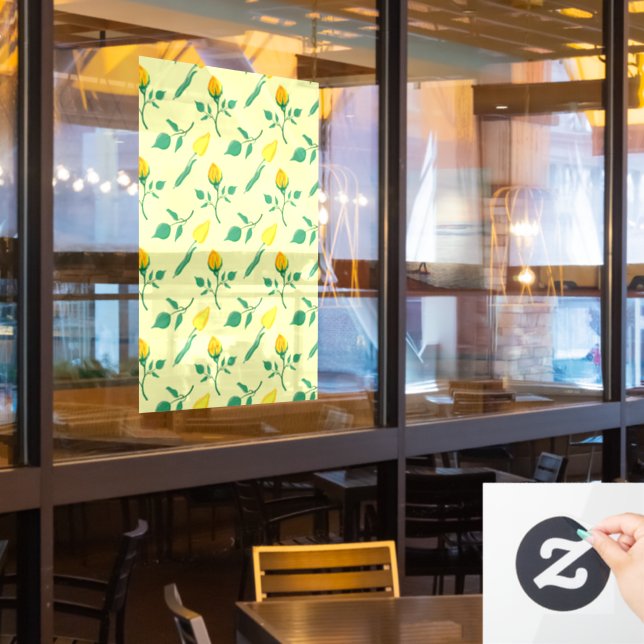 Floral pattern with yellow rose and tulip flowers window cling (Restaurant Window)