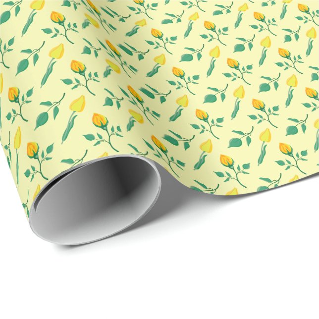 Floral pattern with yellow rose and tulip flowers wrapping paper (Roll Corner)