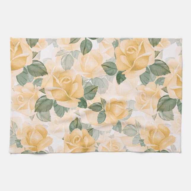 Floral  pattern with yellow roses towel (Horizontal)