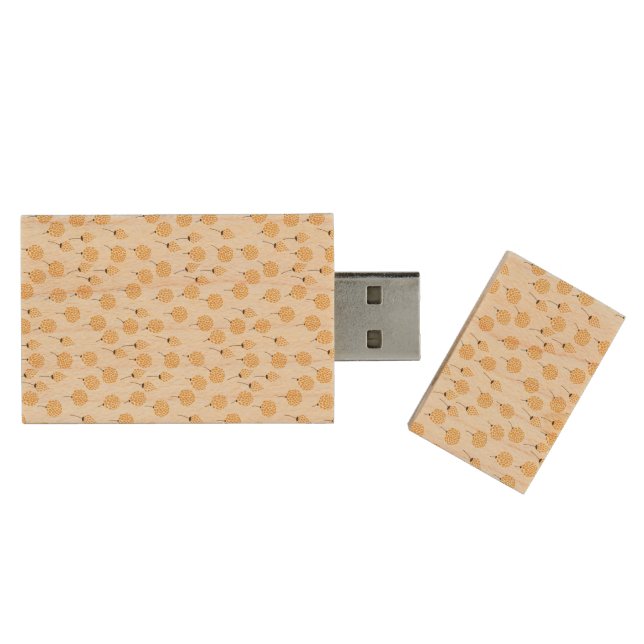 Floral pattern wood USB flash drive (Opened)
