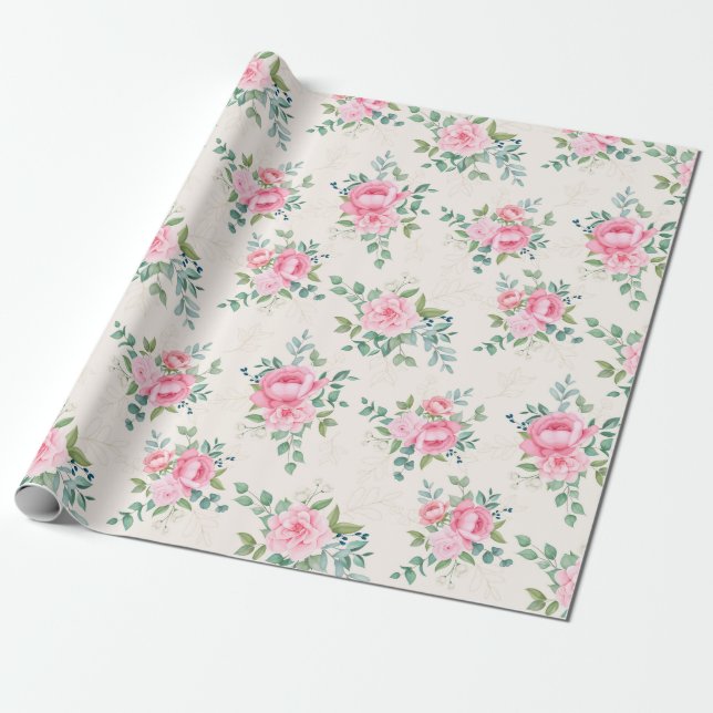 Floral pattern wrapping paper (Unrolled)