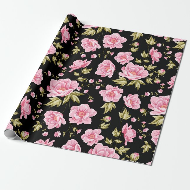 Floral pattern wrapping paper (Unrolled)