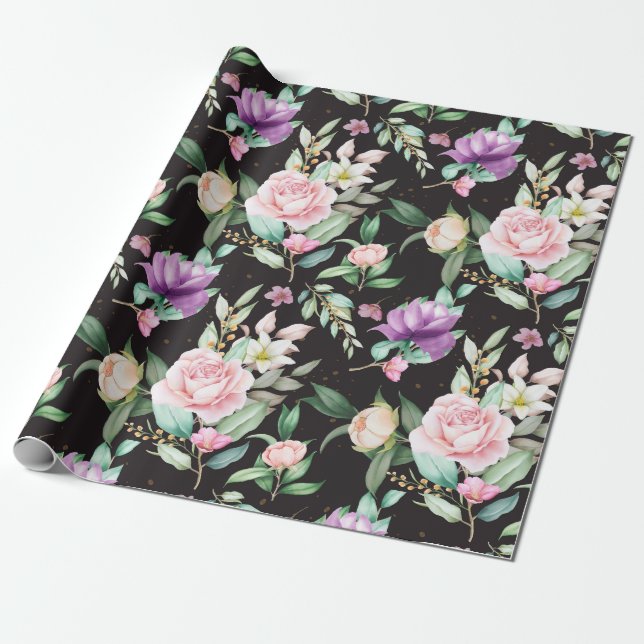 Floral pattern wrapping paper (Unrolled)