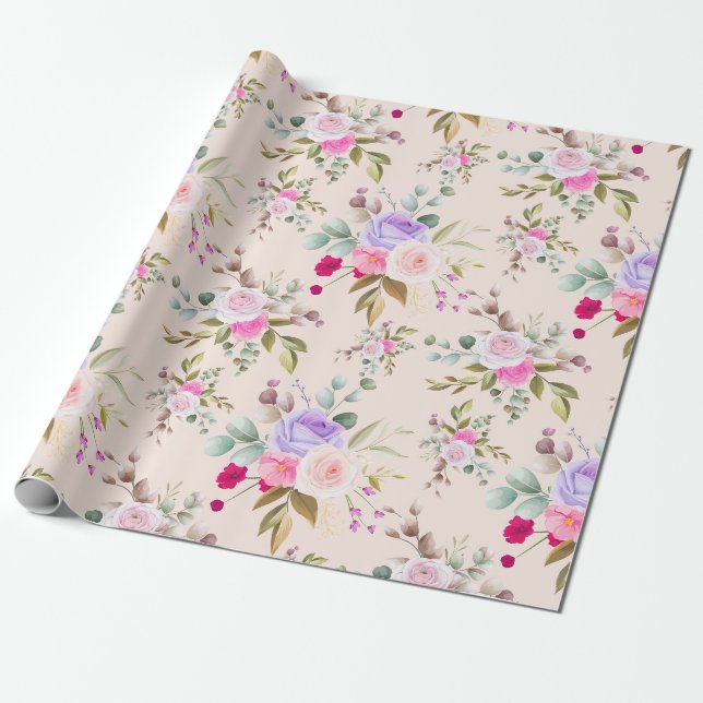 Floral pattern wrapping paper (Unrolled)