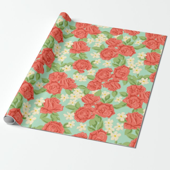 Floral pattern wrapping paper (Unrolled)