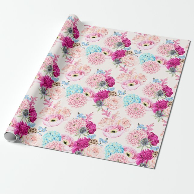 Floral pattern wrapping paper (Unrolled)