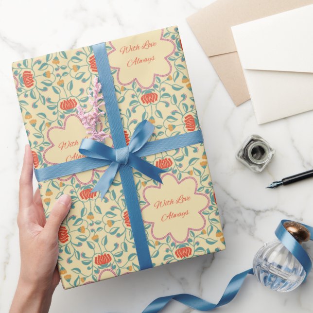 Floral Pattern Wrapping Paper With Love Always (Gifting)