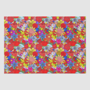 Floral Pattern Yellow Blue Purple Green Red    Tissue Paper