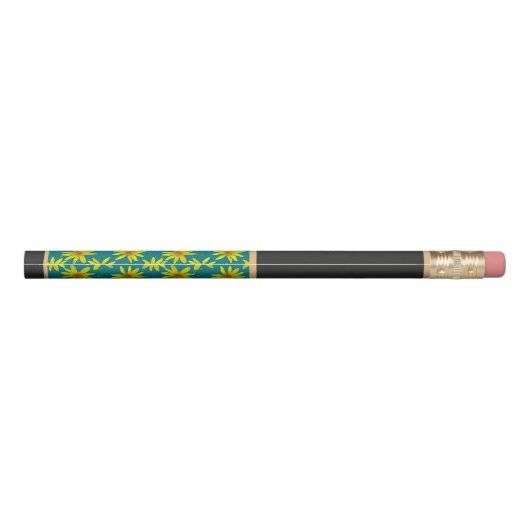 Floral Pattern Yellow Wildflower with Custom Name Pencil (Back)