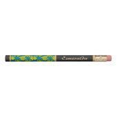 Floral Pattern Yellow Wildflower with Custom Name Pencil (Front)