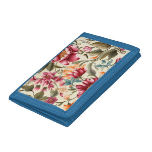 Floral patterned phone case with vibrant pink trifold wallet