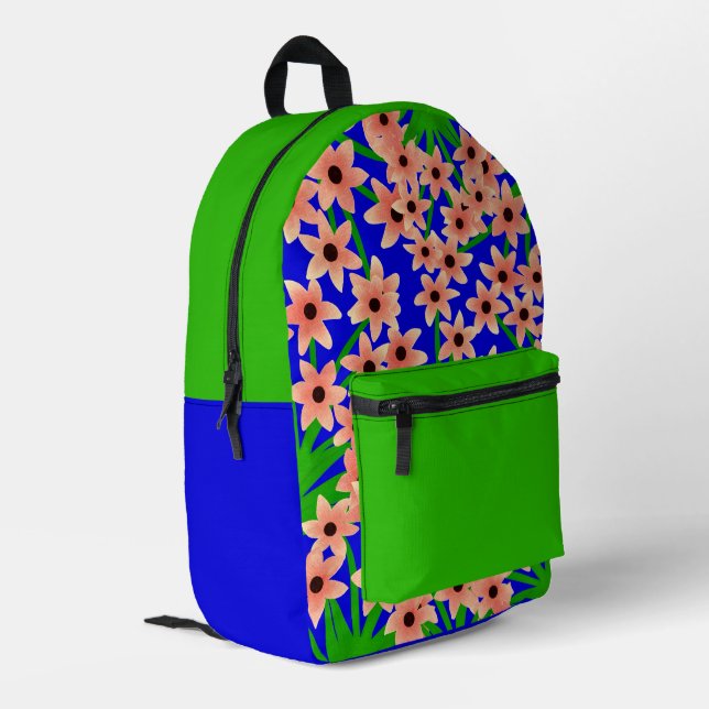 Floral patterned printed backpack (Back Corner Left)