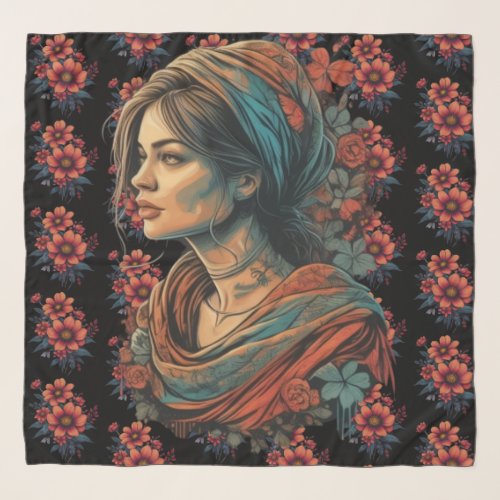 Floral_patterned scarf