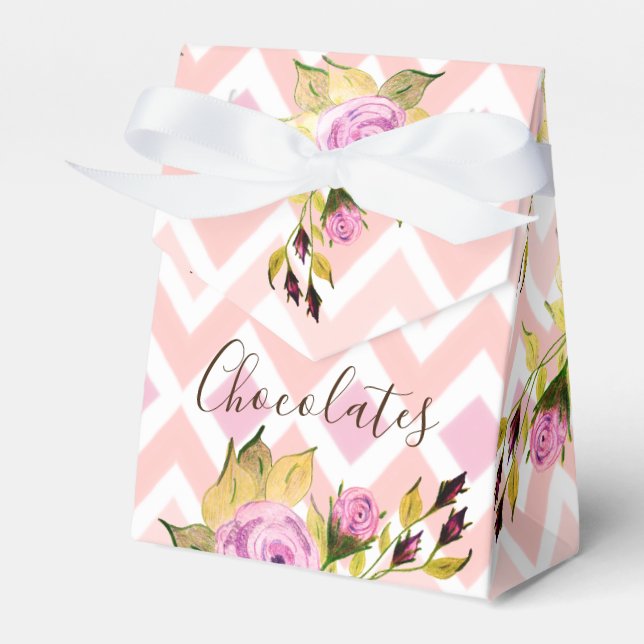 Floral Patterned With Pink Favor Boxes (Front Side)