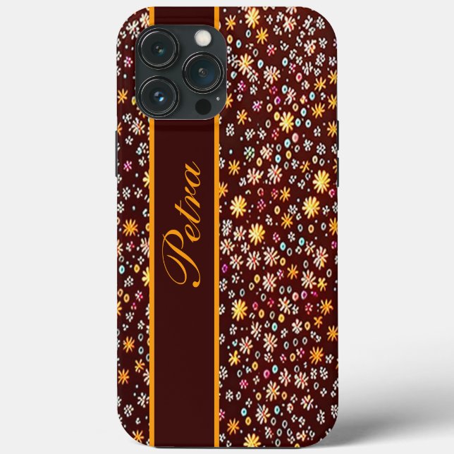 floral patterns brown orange Case-Mate iPhone case (Back)