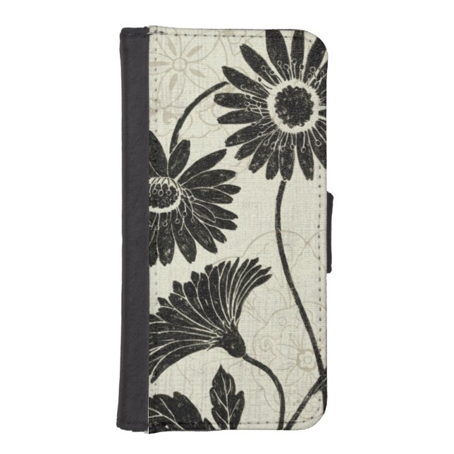 Floral Patterns in Black and White iPhone Wallet Case (Front)