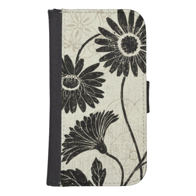 Floral Patterns in Black and White Samsung Galaxy Wallet Case (Front)