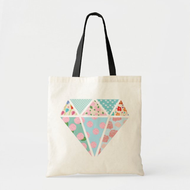Floral patterns modern diamond shape tote bag (Front)