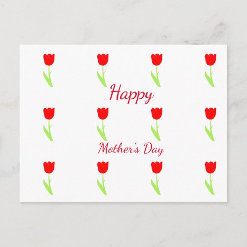 Floral Patterns Red Tulips Mothers Day Colorful Postcard