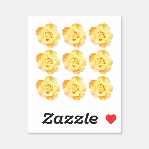Floral Patterns Yellow Rose Colorful Bright Ombre Sticker