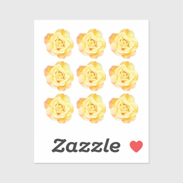 Floral Patterns Yellow Rose Colorful Bright Ombre Sticker (Sheet)