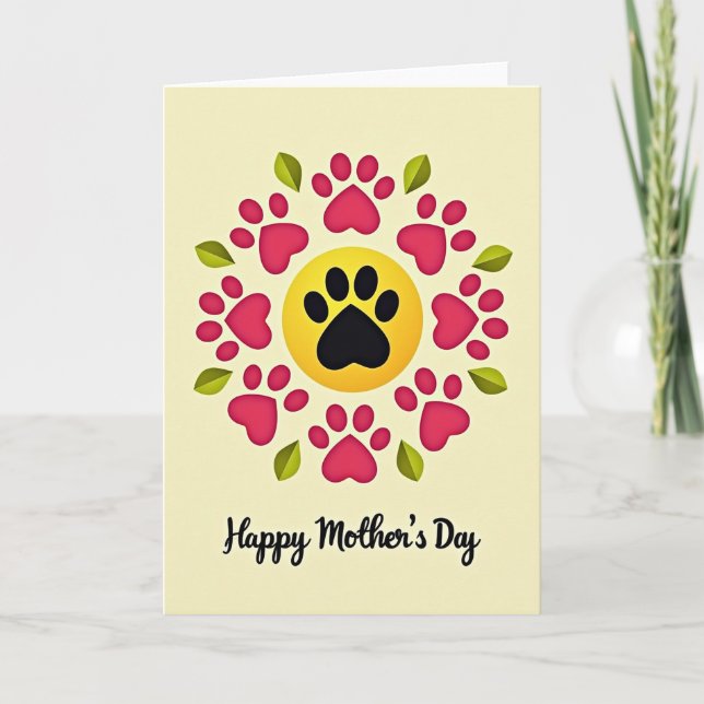 Floral Paw Mothers Day Best Card (Front)