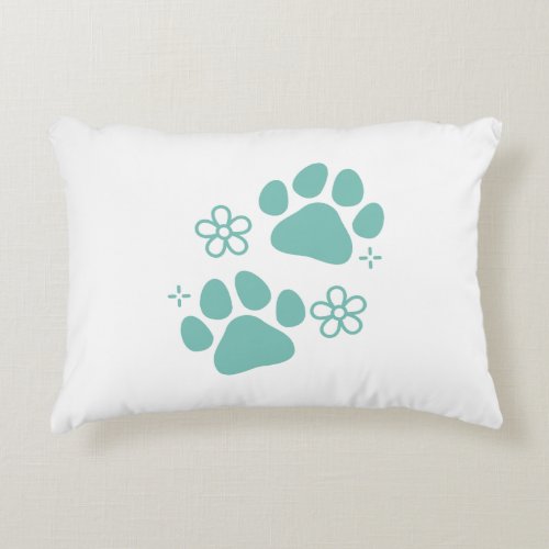 Floral paw print accent pillow