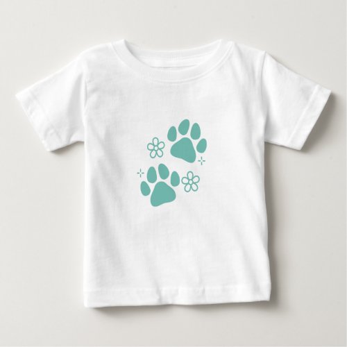 Floral paw print baby T_Shirt