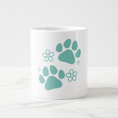 Floral paw print giant coffee mug