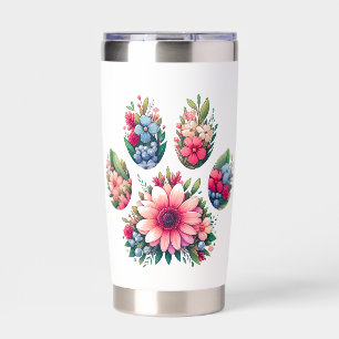 Floral Paw Print Insulated Tumbler